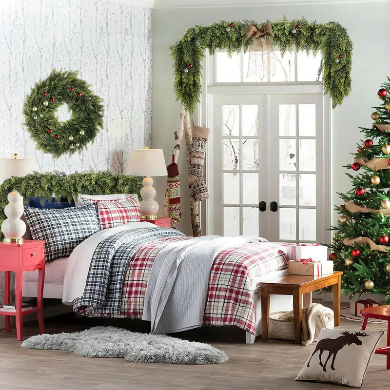 ⛄2025 Christmas Artificial Cypress Leaf Vine Wreath🎄(1.8m)