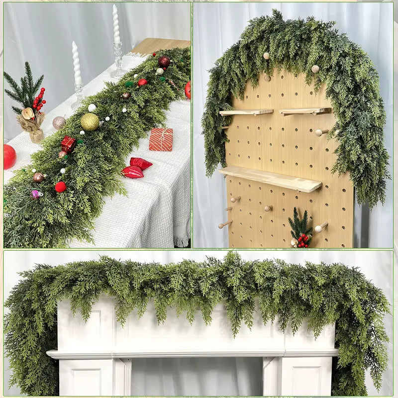 ⛄2025 Christmas Artificial Cypress Leaf Vine Wreath🎄(1.8m)