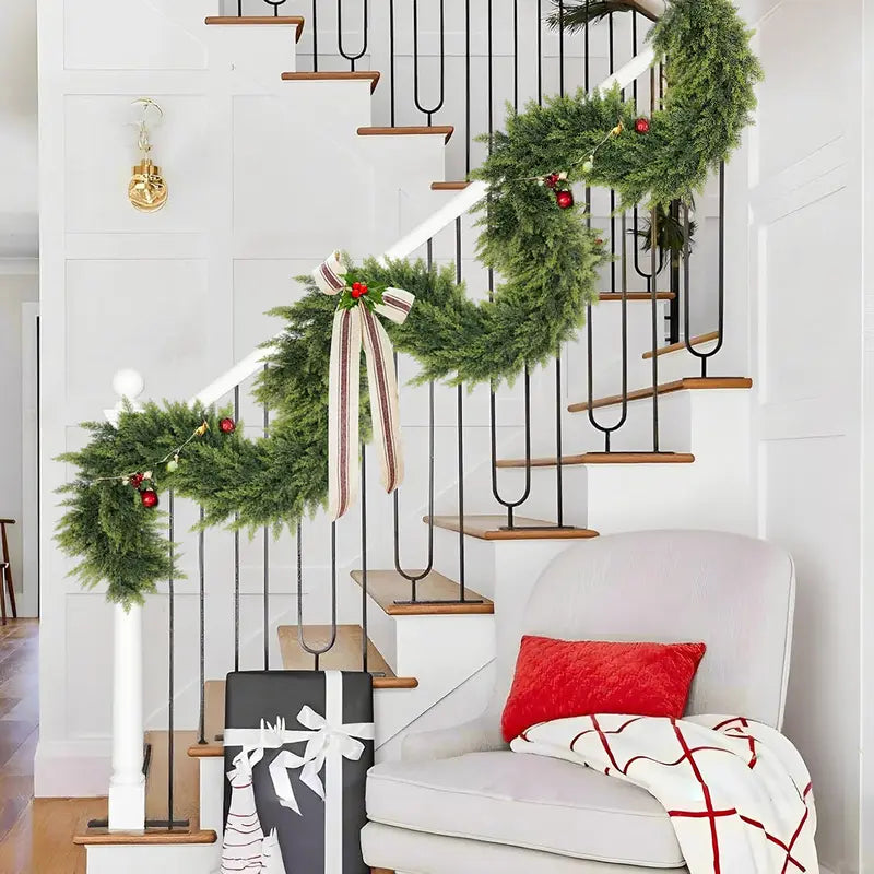 ⛄2025 Christmas Artificial Cypress Leaf Vine Wreath🎄(1.8m)