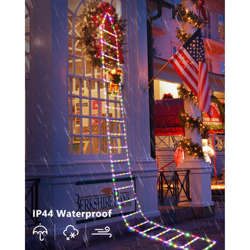 10FT LED Santa Claus Climbing Ladder Lights – USB Powered Christmas Outdoor & Indoor Decoration (338 LEDs, 8 Modes) VNP