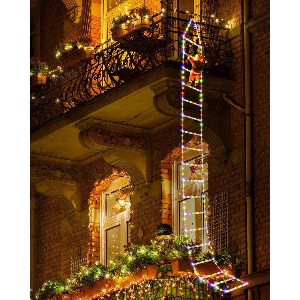 10FT LED Santa Claus Climbing Ladder Lights – USB Powered Christmas Outdoor &amp; Indoor Decoration (338 LEDs, 8 Modes) VNP