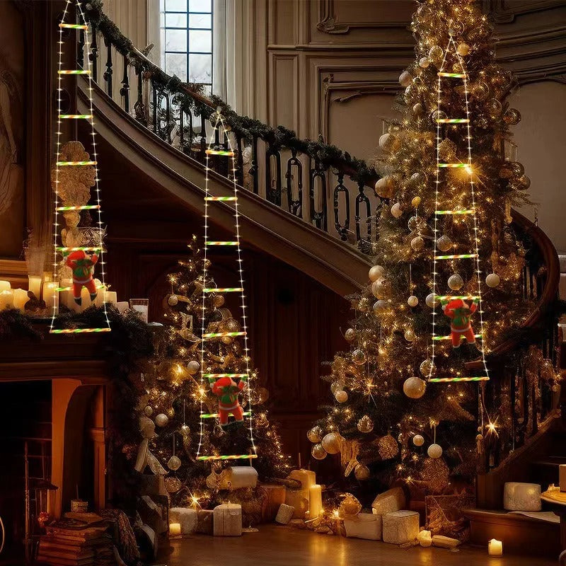 10FT LED Santa Claus Climbing Ladder Lights – USB Powered Christmas Outdoor &amp; Indoor Decoration (338 LEDs, 8 Modes) VNP