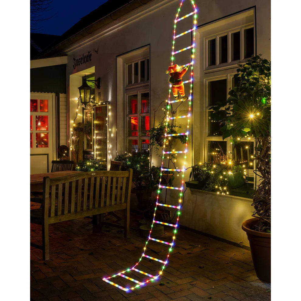 10FT LED Santa Claus Climbing Ladder Lights – USB Powered Christmas Outdoor &amp; Indoor Decoration (338 LEDs, 8 Modes) VNP