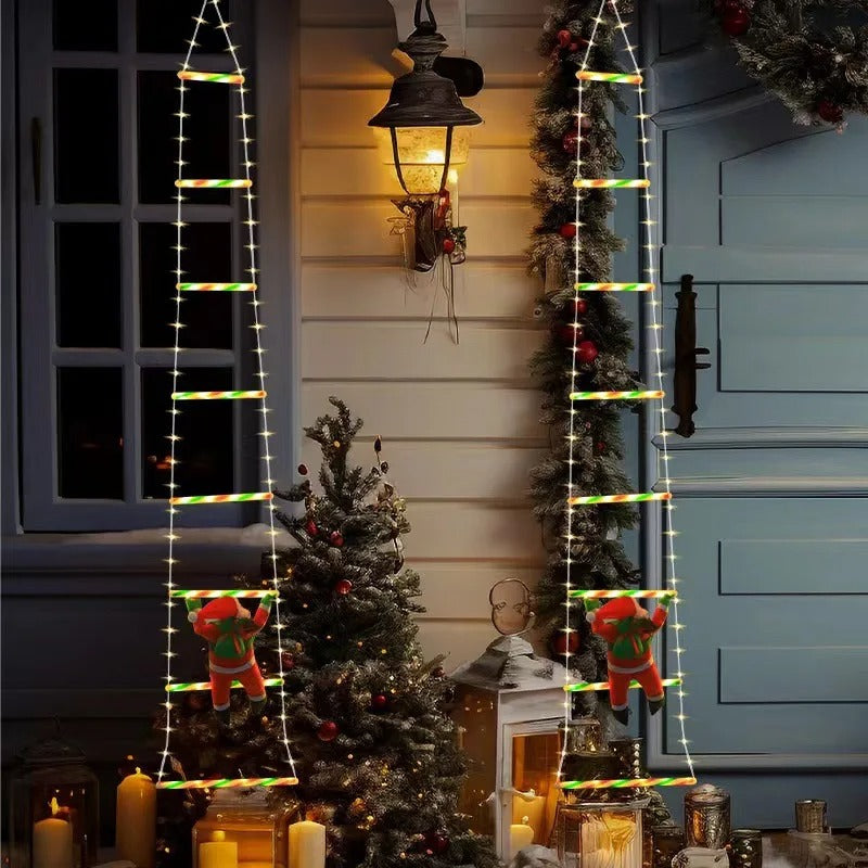 10FT LED Santa Claus Climbing Ladder Lights – USB Powered Christmas Outdoor &amp; Indoor Decoration (338 LEDs, 8 Modes) VNP
